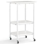 Supporto per stampante regolabile in altezza 49 x 40 x 65/77 cm con 3 livelli e facile mobilità in legno ingegnerizzato bianco 20_0013665