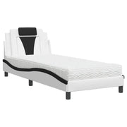 Letto singolo | Letto per adulti | Letto Viana con Materasso Nero e Bianco 90x200 cm in Similpelle