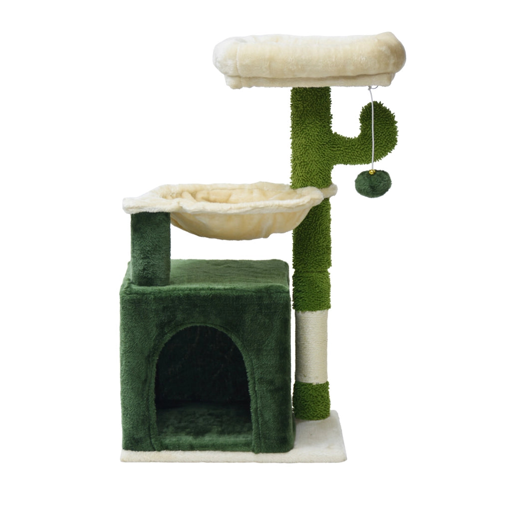 Fudajo Albero tiragraffi a forma di cactus 75cm con sisal di 4 mm Con amaca e casetta per gatti