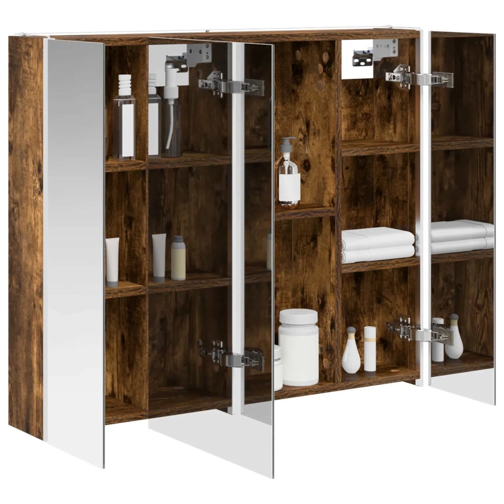 Mobiletto per specchio da bagno Rovere fumé 83,5 x 15,5 x 70 cm 889267