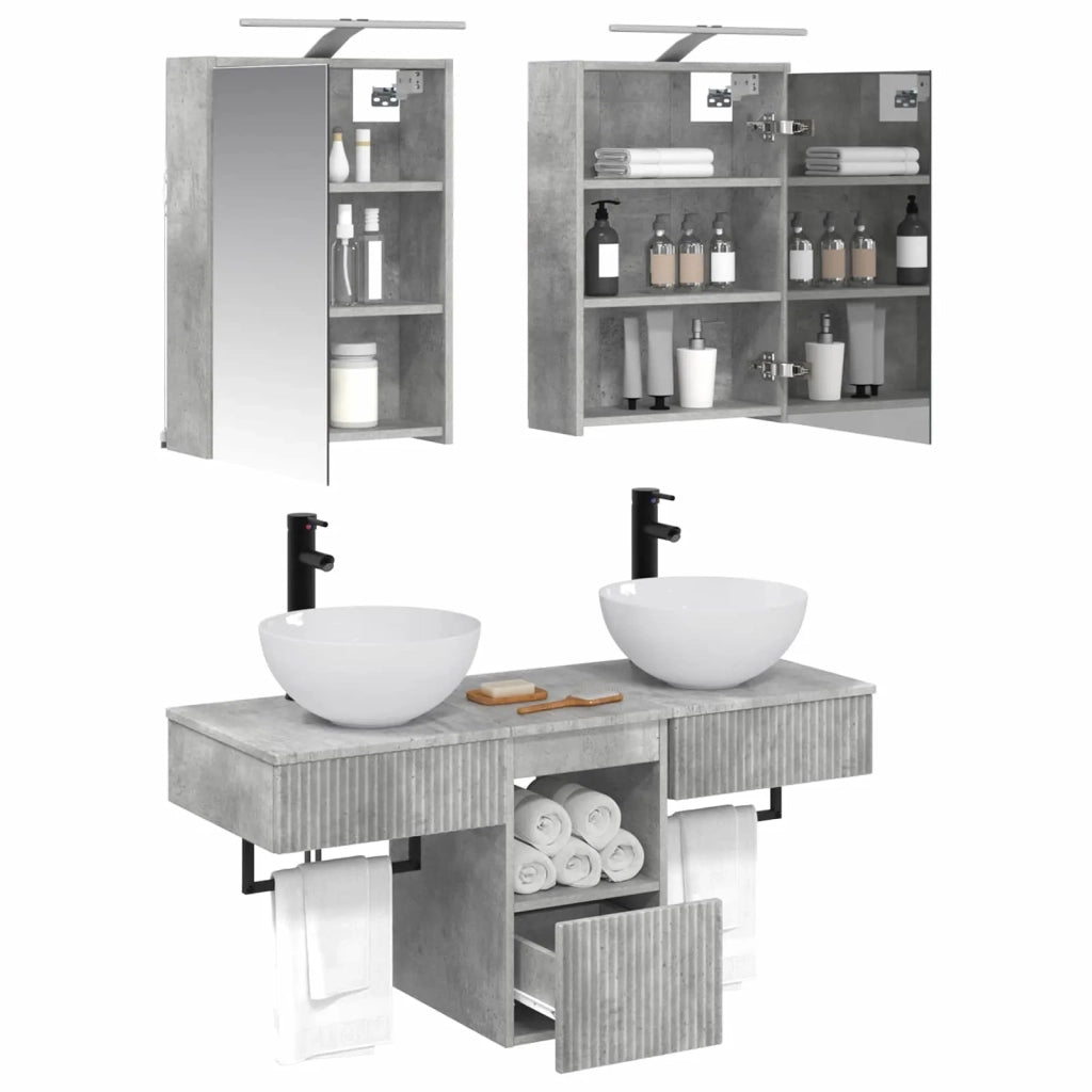 Set di Armadi da Bagno 5 pcs Grigio Cemento 43 x 16 x 62,5 cm 3406282