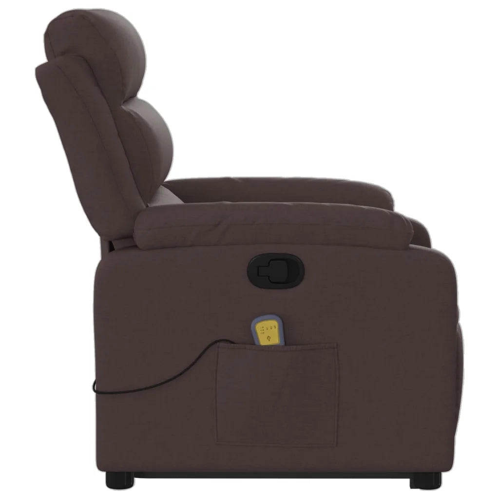 Poltrona Alzapersona Massaggi Reclinabile Marrone Scuro Tessuto 3204997