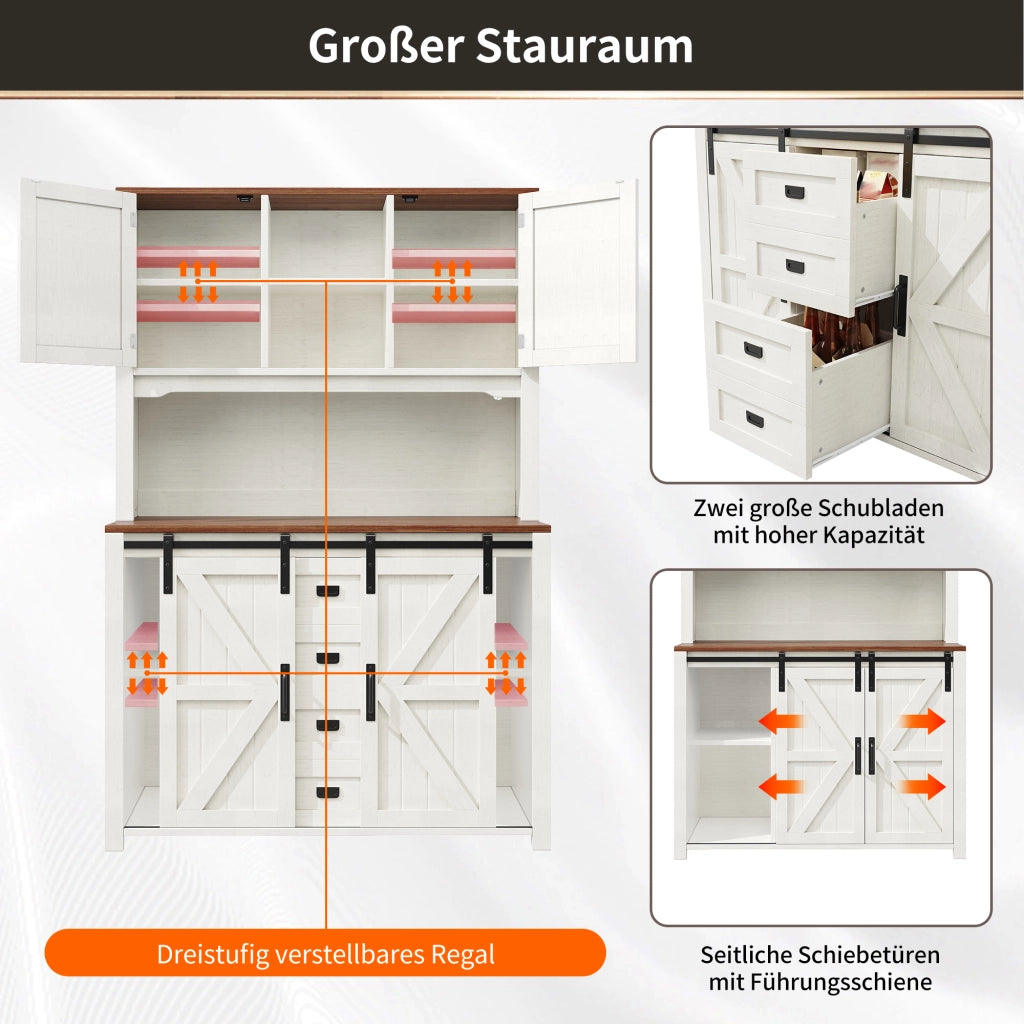 SCAFFALE CUCINA 115x40x174,7 cm Bianco con LED e ante scorrevoli