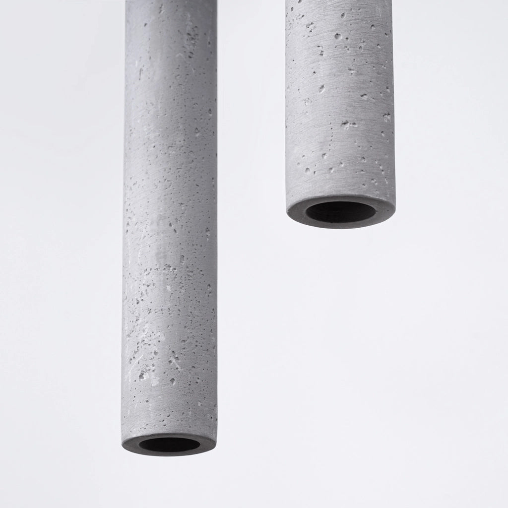 Lampada a sospensione in cemento grigio tonda 3xG9 Velino