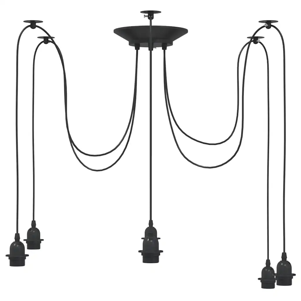 Lampada a Sospensione con 6 Portalampada E27 in Metallo Nero CFW6439386