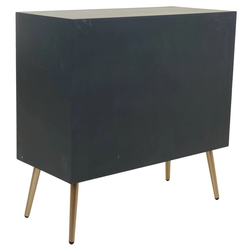Cassettiera in legno grigio scuro metallo 80x37x78h