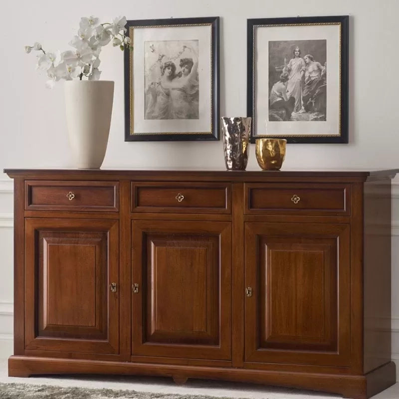Madia credenza arte povera 3 porte legno tinta noce 170x46x96 - Mobili 2G