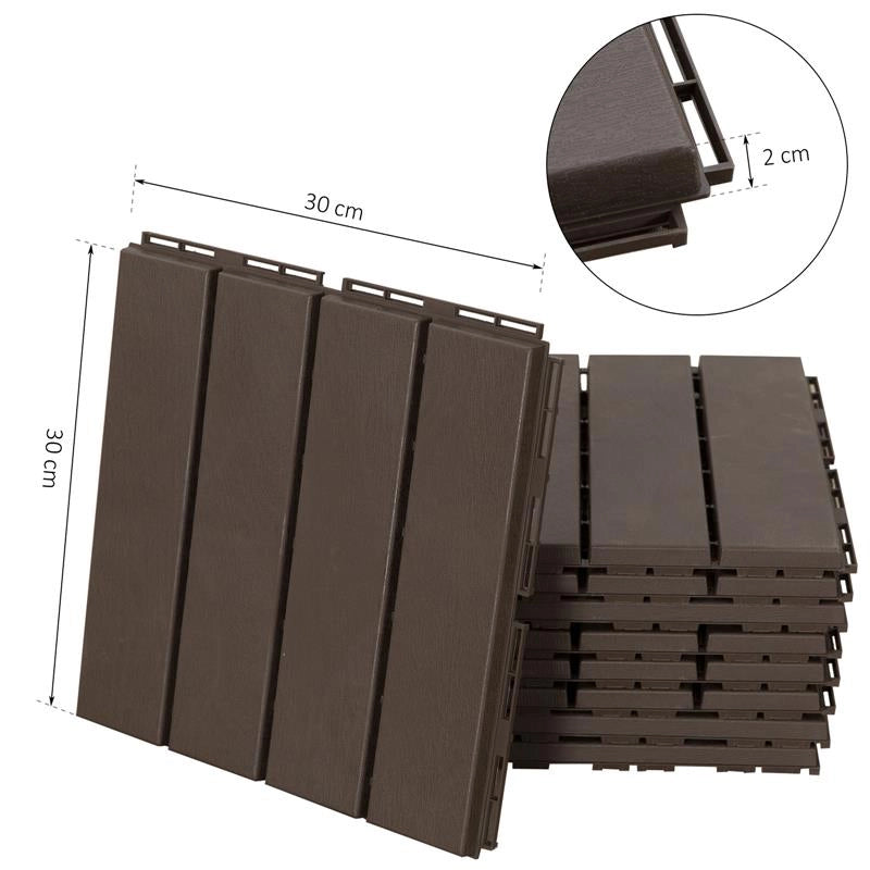 SET 9 MATTONELLE A INCASTRO PER TERRAZZO 30 X 30 X 2 CM MARRONE