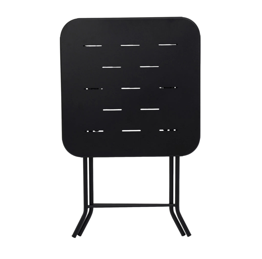 Set da giardino pieghevole in acciaio nero, 3 pezzi