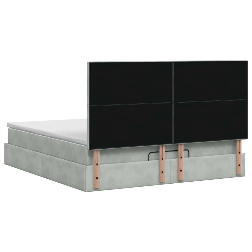 Letto Ottomano con Materasso e LED Grigio Chiaro 140 x 200 cm 3458235