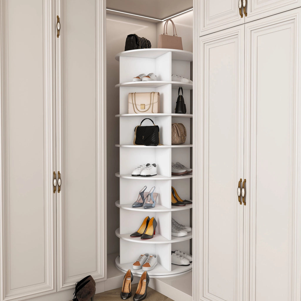 SCARPIERA Girevole 60x60x161 cm PVC Bianco 7 livelli