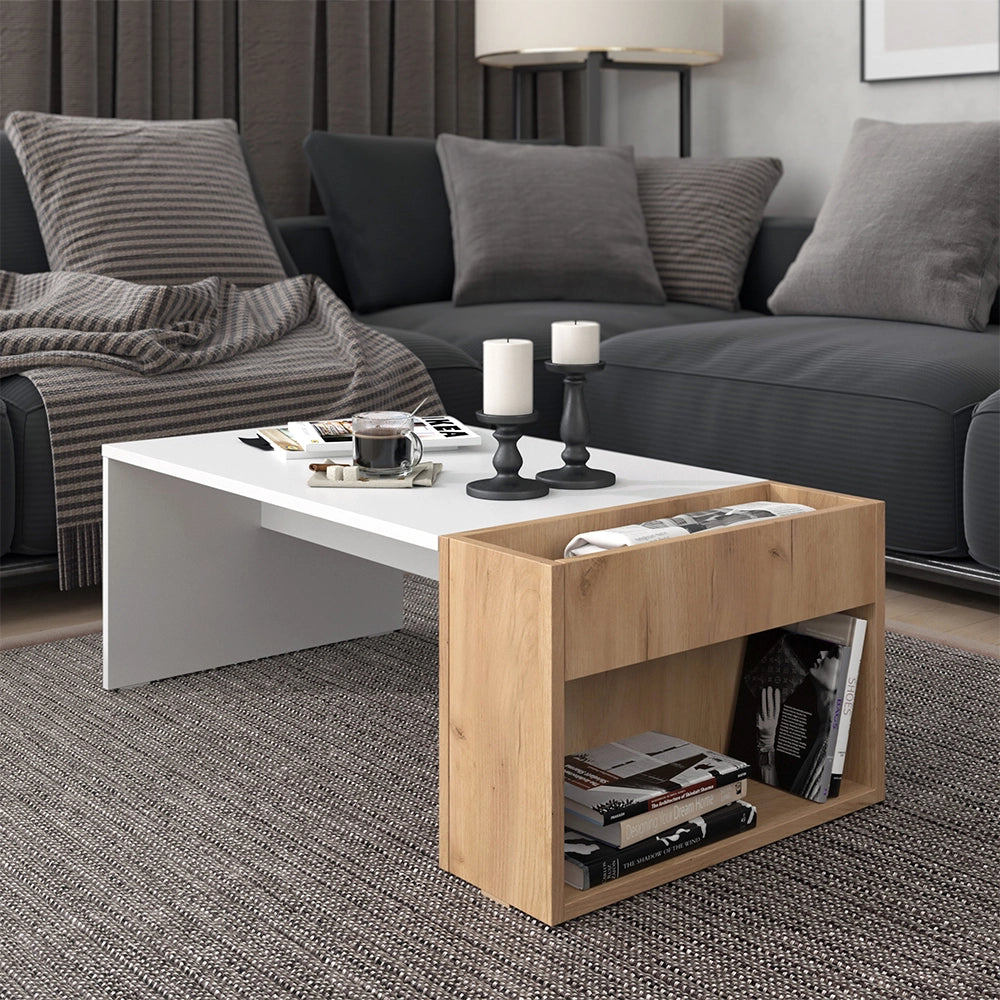 Vicco Tavolino da salotto Rovere bianco/dorato 95 x 49.4 cm