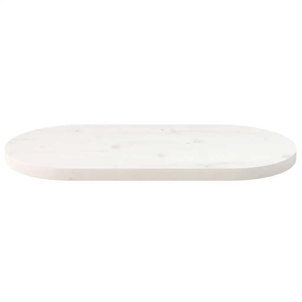 Piano Tavolo Bianco 80x40x2,5cm in Legno Massello di Pino Ovale 824351