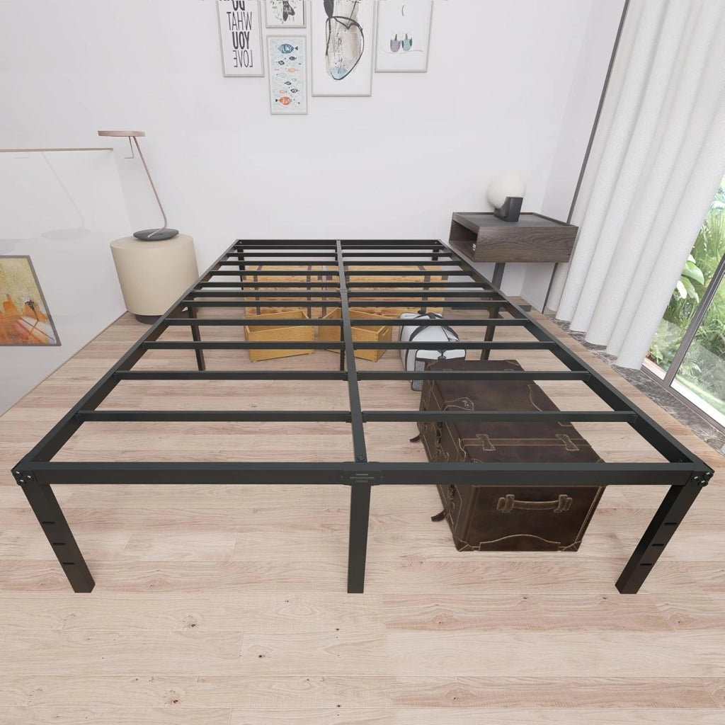 Telaio letto 140 x 200 cm, in metallo, con rete a doghe, letto matrimoniale, letto per ragazzi e ragazzi, in metallo, per camera da letto, camera degli ospiti