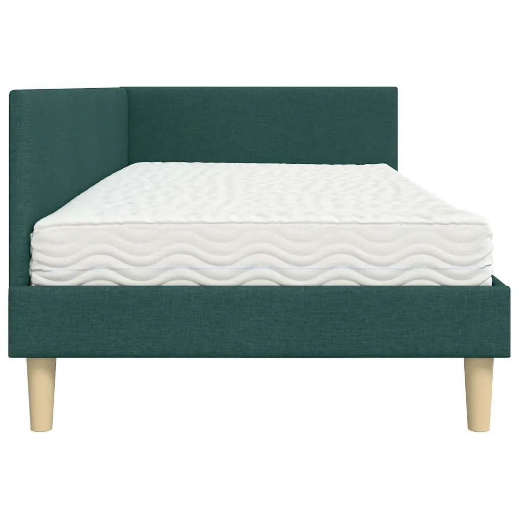 Struttura Letto Angolare con Materasso 2 pz-Giroletto con materasso Verde Tessuto 592283