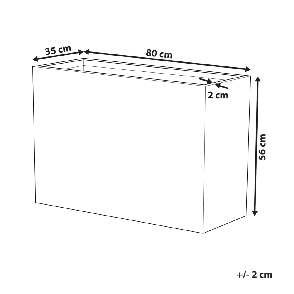 Vaso per piante in pietra grigia 34 x 80 x 56 cm Fioriera rettangolare per interni ed esterni