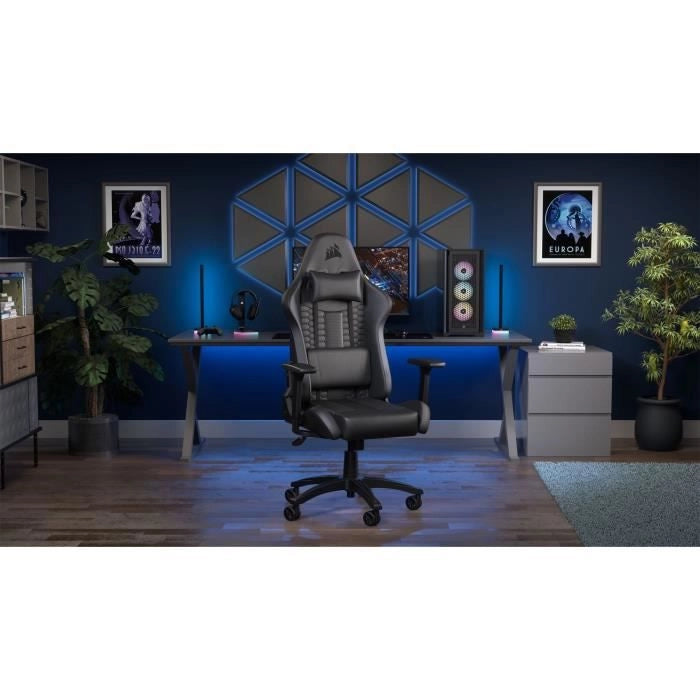 Corsair - sedia da ufficio - poltrona da gioco - TC100 rilassato - simile - ergonomico - braccioli regolabili - nero - (CF -9010050 -ww)