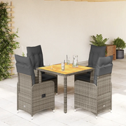 Set BistrÃ² da Giardino 5 pz con Cuscini in Polyrattan Grigio