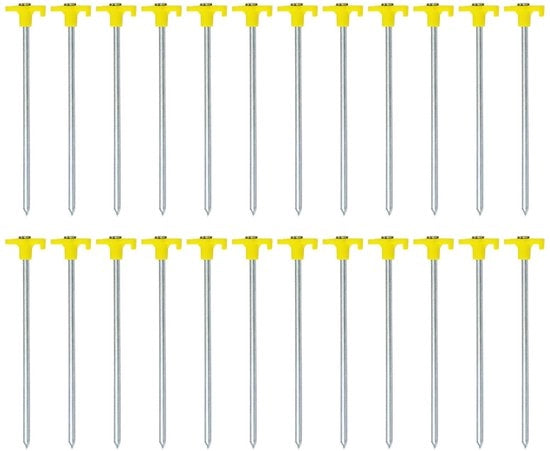 Tende Haringen 24 pezzi - Metallo pesante - Galvanizzato - Resistente e inox - Per esterno - Punte acute - Pennelli per terra