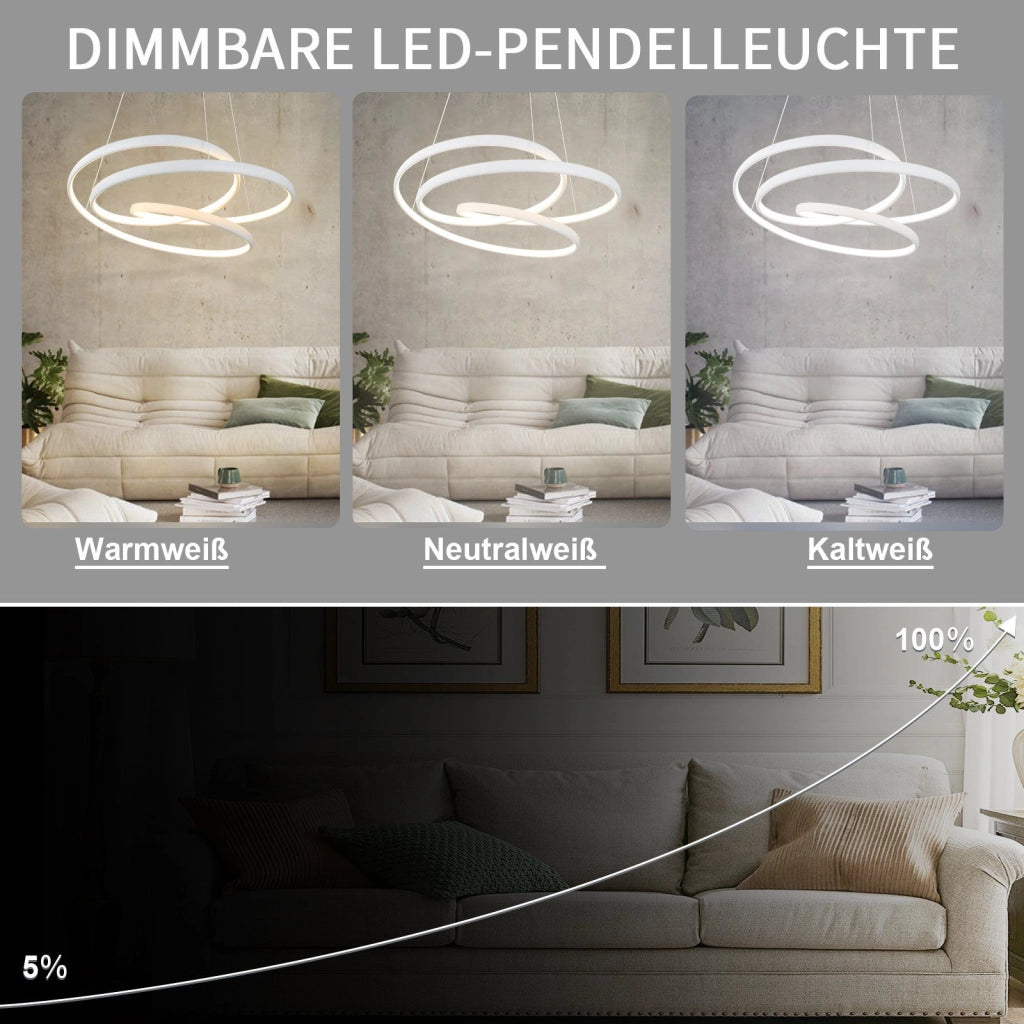 Lampada a sospensione ZMH LED dimmerabile bianca 150 cm 55 W per tavolo da pranzo e soggiorno