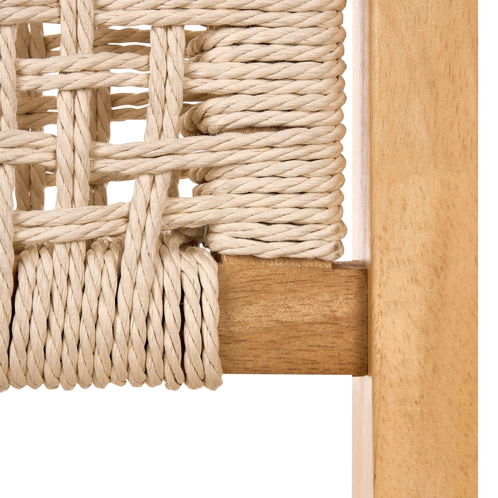 Set di 2 sedie da pranzo marrone e beige Struttura in legno di gomma beige Seduta e schienale in corda di carta Sala da pranzo Boho