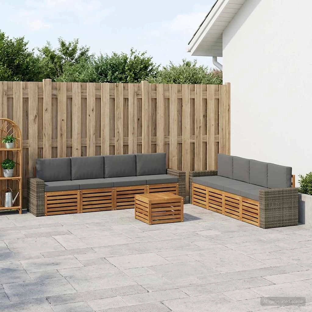Set di divani da esterno 9 pz Naturale e Antracite 3384188