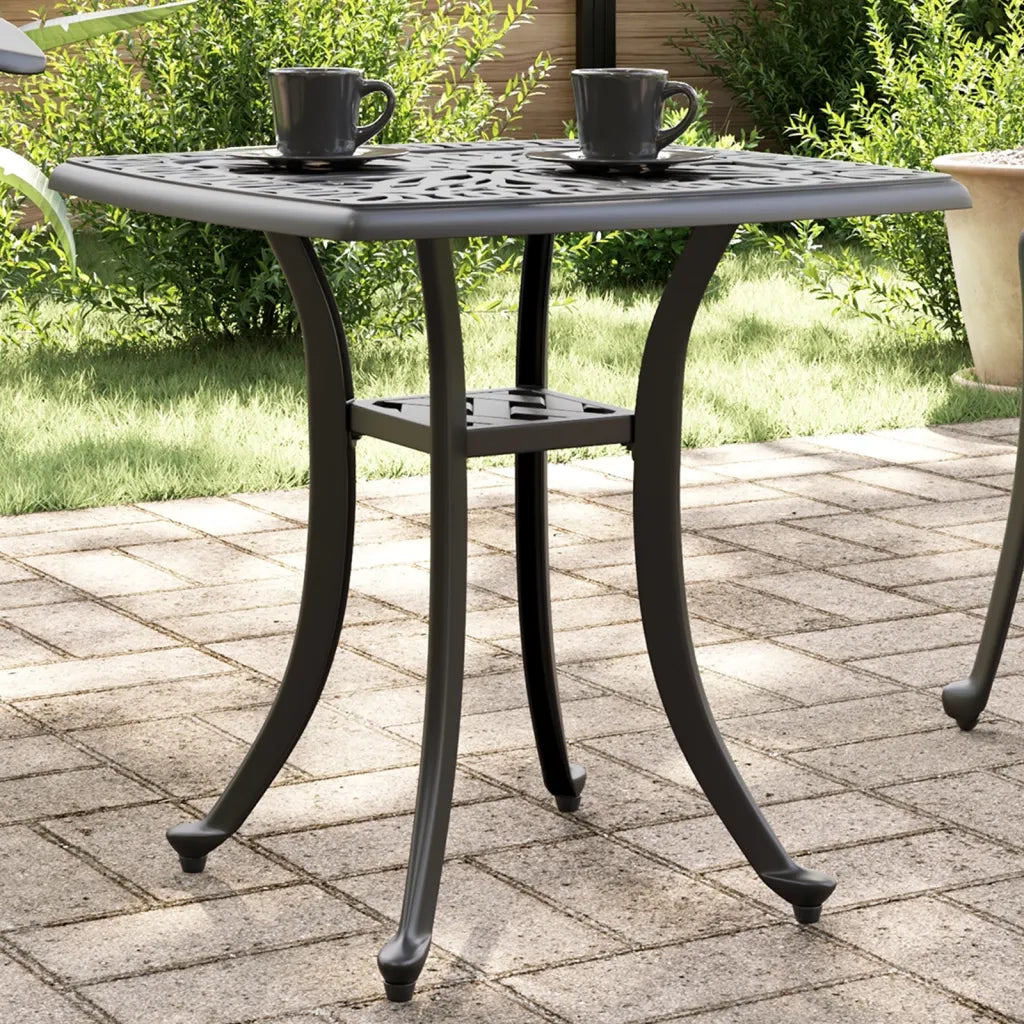 Tavolo da Giardino | Tavolino da esterno Nero 53x53x53 cm in Alluminio Pressofuso