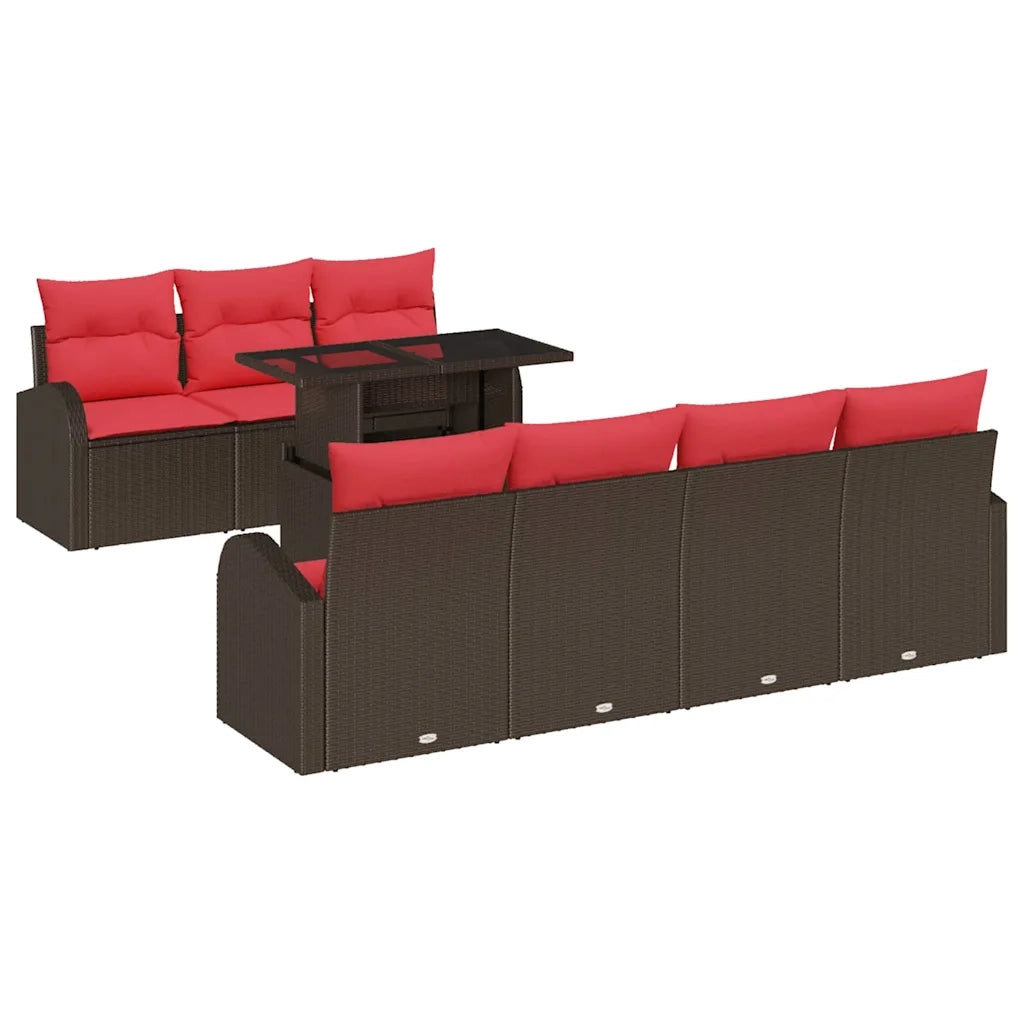 Set Divano da Giardino 8 pcs Marrone Rattan in Polipropilene 3357327