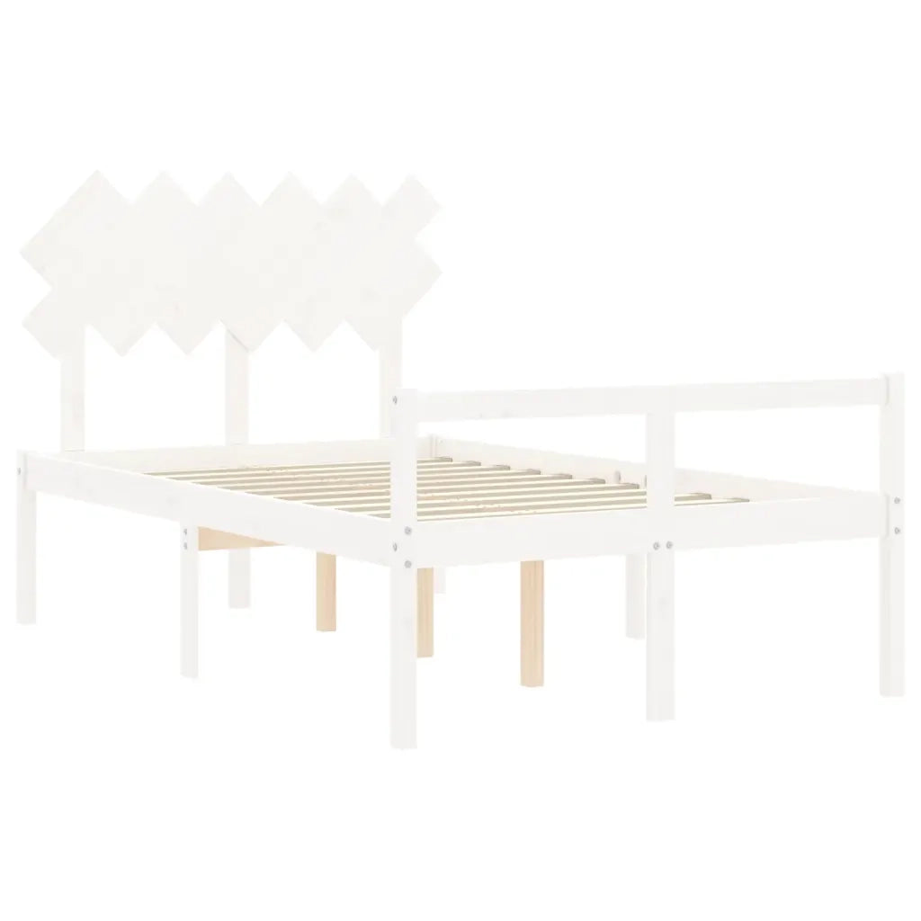 Letto matrimoniale | Letto per adulti | Letto per Anziani con Testiera Bianco 120x200 cm Legno Massello