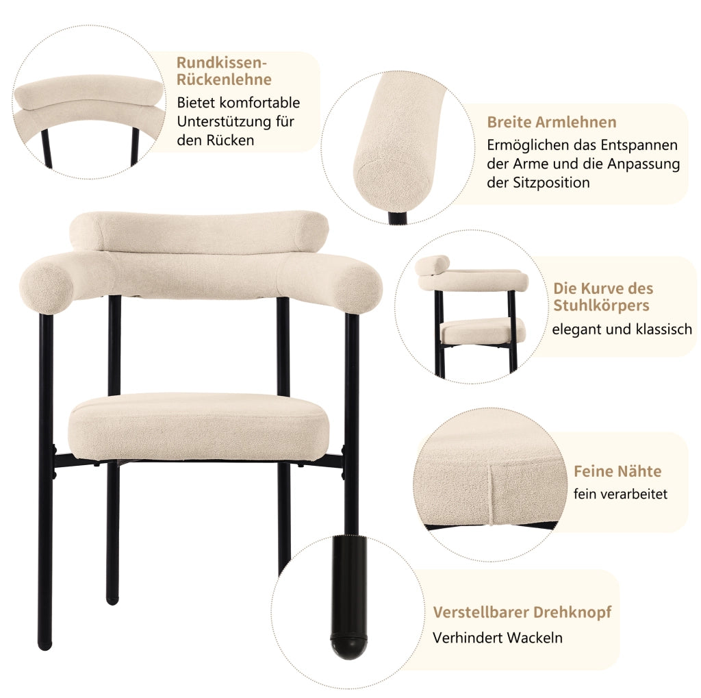 Poltroncina da pranzo beige con struttura in ferro