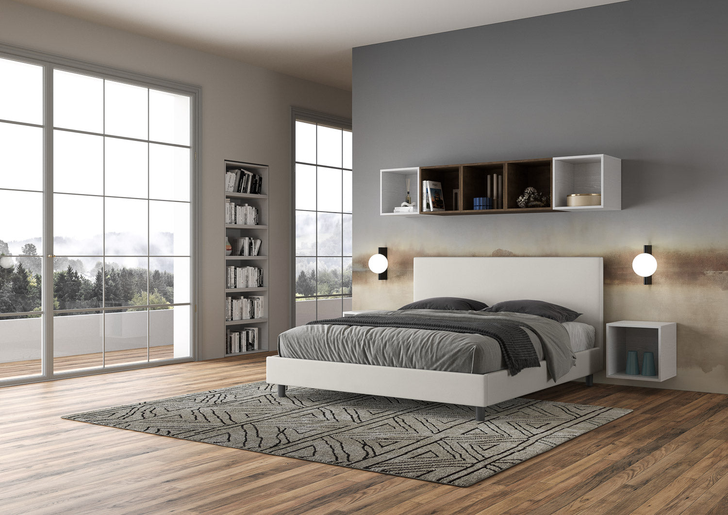 Letto Matrimoniale 160x190 cm con Rete Naspy Bianco