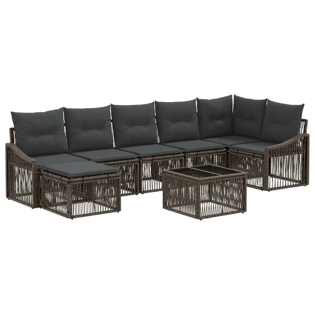 Set Divano da Giardino 8 pcs Grigio polyrattan 3436082