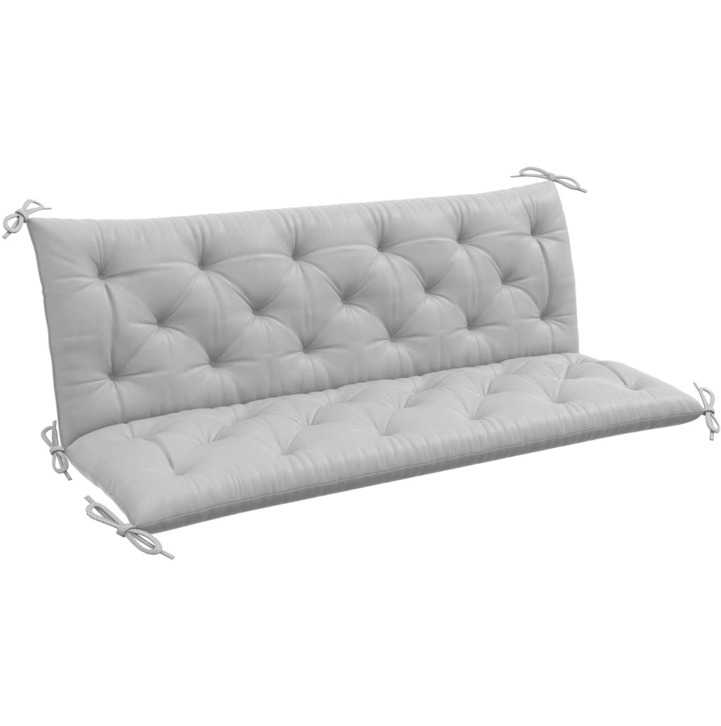 Cuscino per panca grigio chiaro 150 x 98 x 8 cm con lacci