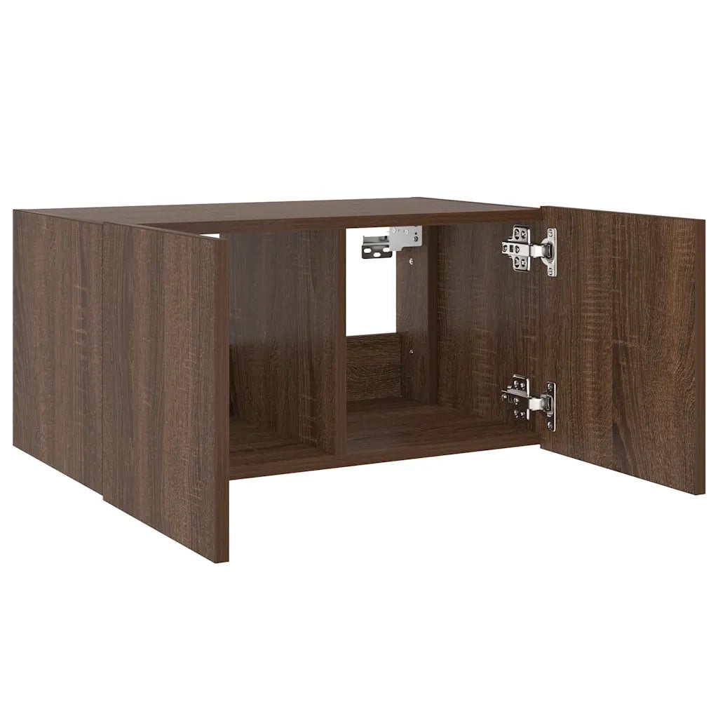 Mobile TV a Parete con Luci LED Rovere Marrone 60x35x31 cm 837279