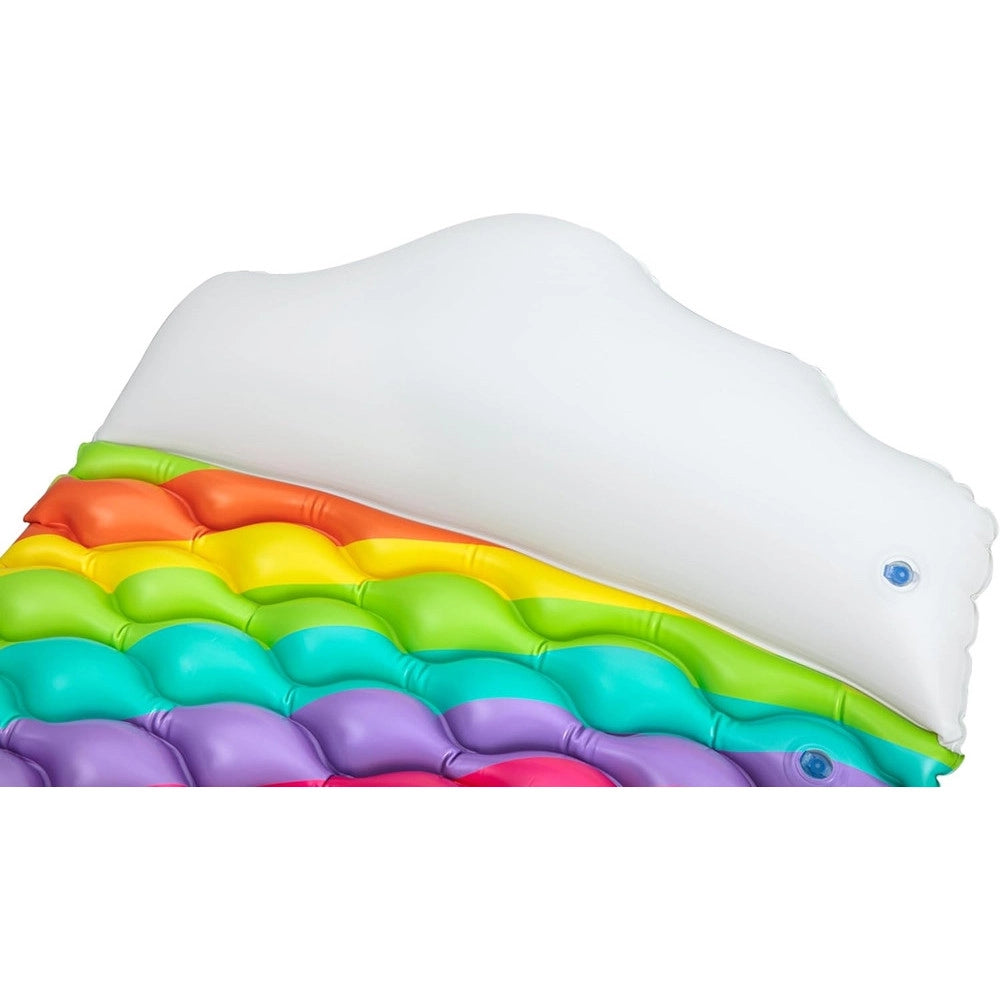 Trade Shop - Materassino Arrotolabile Fashion Rainbow Dreams Arcobaleno Con Cuscino Forma Nuvola 44107 -
