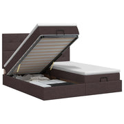 Letto ottomano con materasso 2 pz Marrone Scuro Tessuto 3457851
