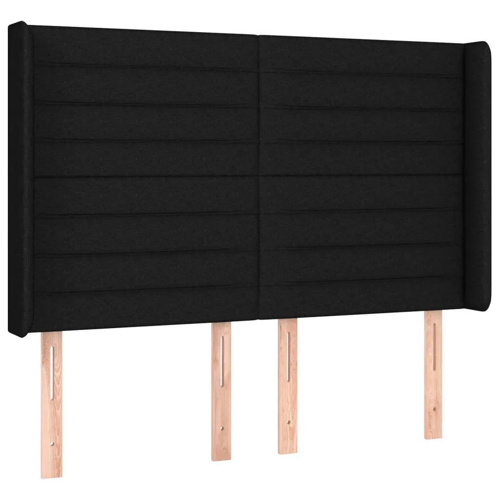 Testiera a LED Nera 147x16x118/128 cm in Tessuto 3124188