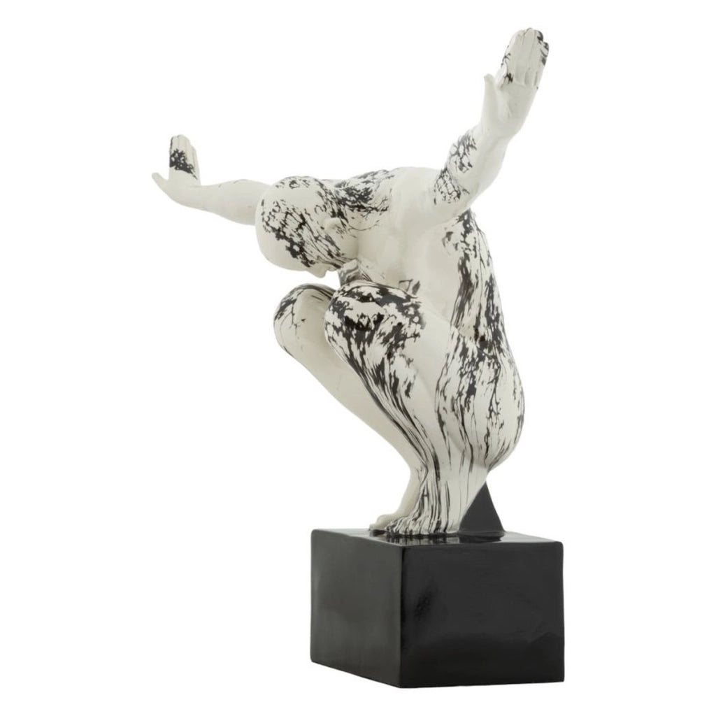 Scultura Ginnasta in poliresina bianco e nero