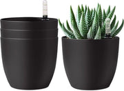 Piantina Autoirrigante - Vaso per piante con indicatore di umidità - Set da 4 - Nero - 15 cm
