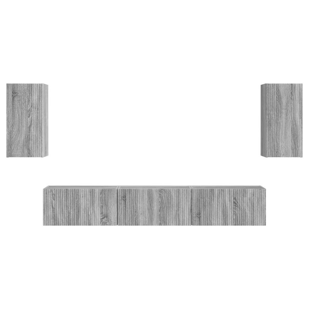 Set mobile TV 5 pcs Grigio Sonoma Legno multistrato 3409075