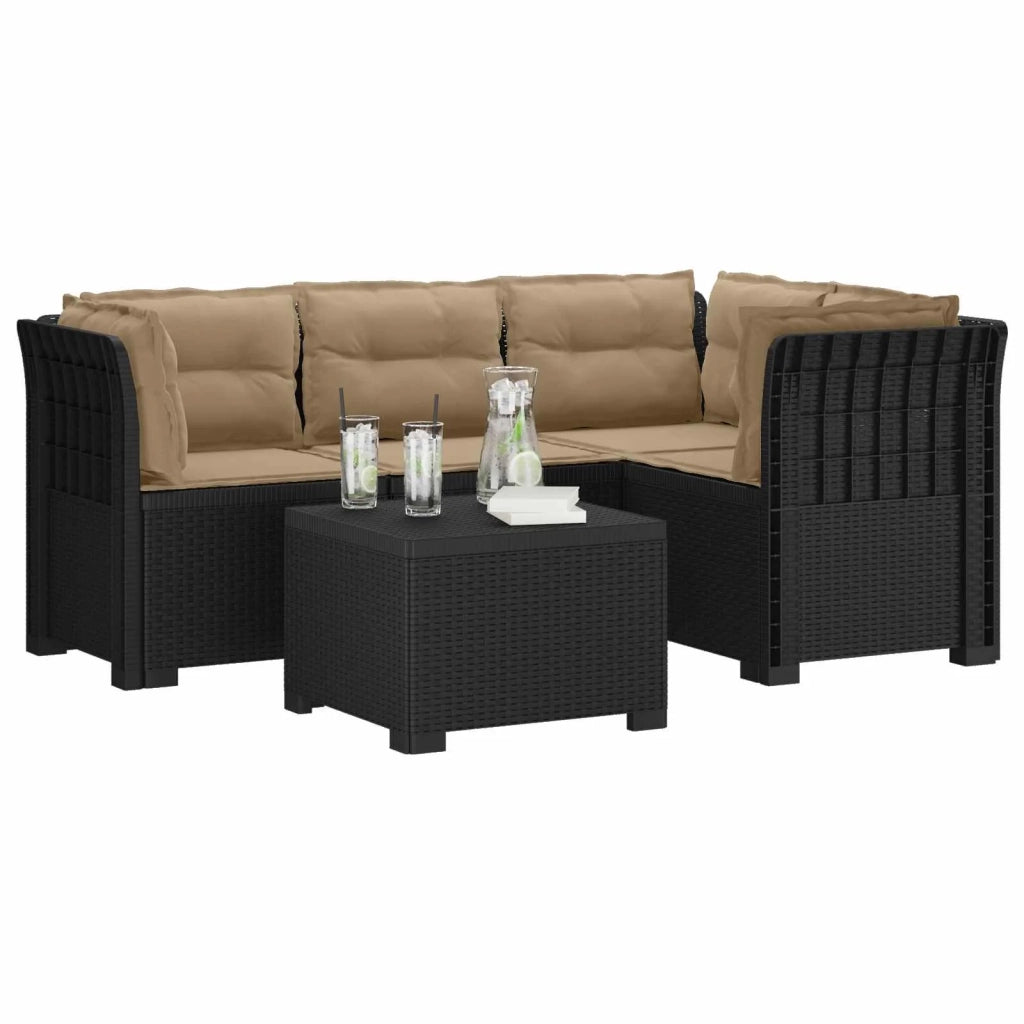 Divano da giardino 4 posti con cuscini aspetto rattan PP 3444016