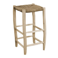 Sgabello Bar 35x35xh65 cm in Legno con Seduta Impagliata Naturale