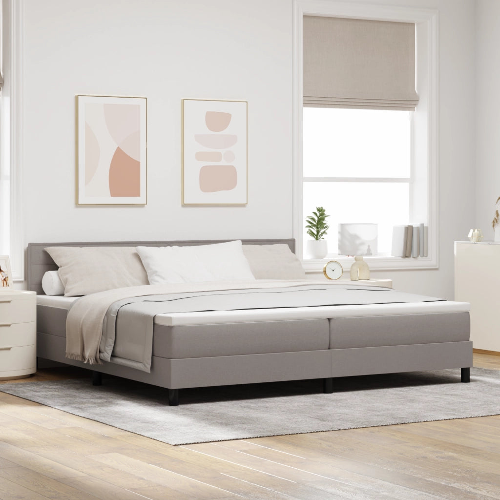 Letto a Rete con Materasso Tortora 200x200 cm Tessuto