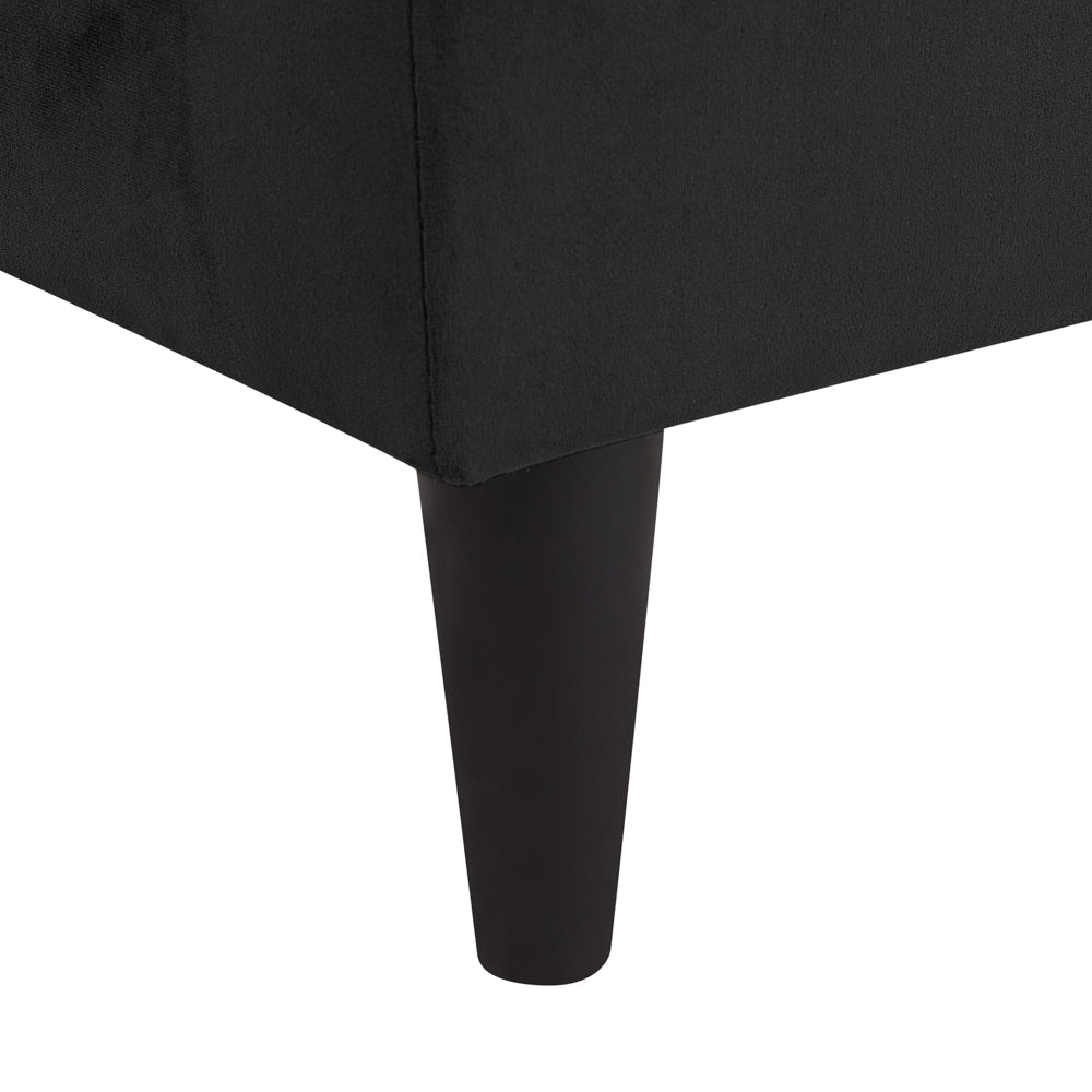 Chaise longue Rivestimento in velluto Nero con contenitore a versione sinistra con supporto
