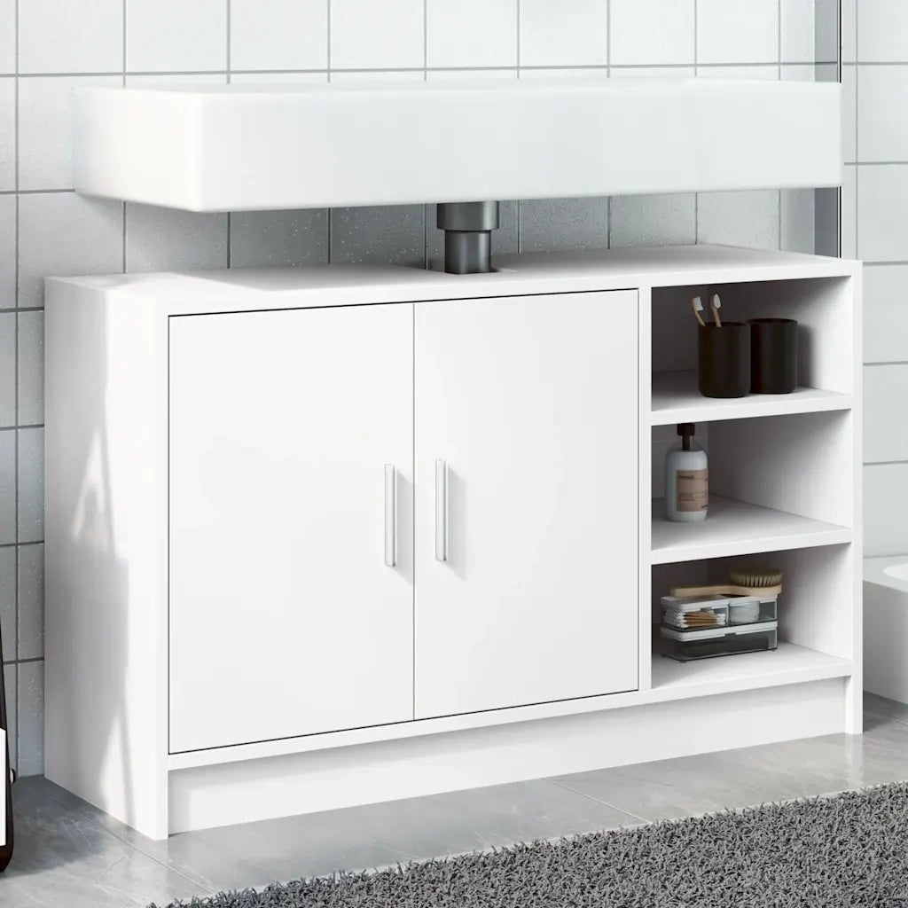 Mobile Lavabo-Armadietto da bagno Bianco 90x29x55 cm in Truciolato