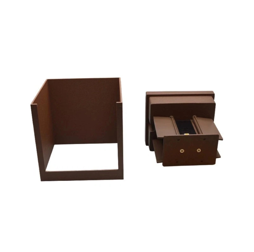 Applique LED 12W CCT per esterni IP65 colore marrone ruggine cubo up & down doppia luce regolabile lampada da parete