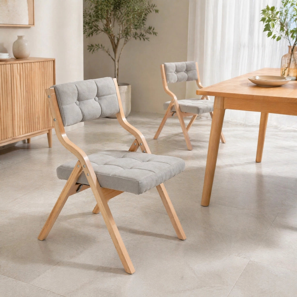 SEDIA Pieghevole Imbottita Set da 2 pezzi Grigio Legno