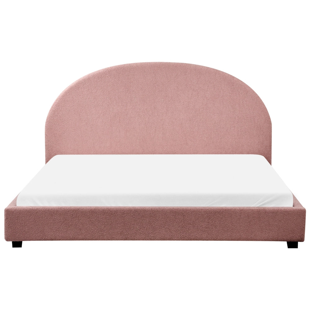 Letto rosa pastello in Boucle 180 x 200 cm Design minimalista retrò