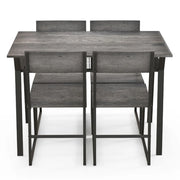 Set da pranzo composto da 5 pezzi: tavolo rettangolare 110 x 70 x 75 cm ergonomico finitura rustica metallo grigio 20_0011958
