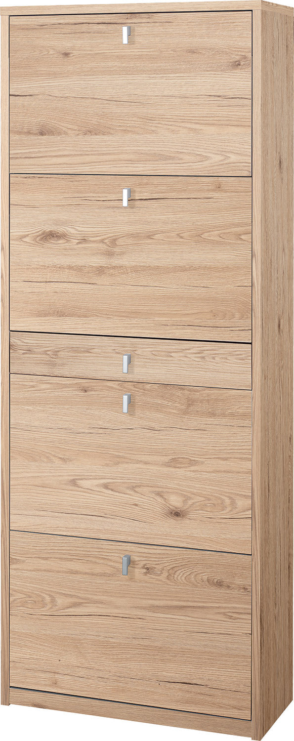 Scarpiera 4 Ante 1 Cassetto 63x164x29 cm Rovere Naturale